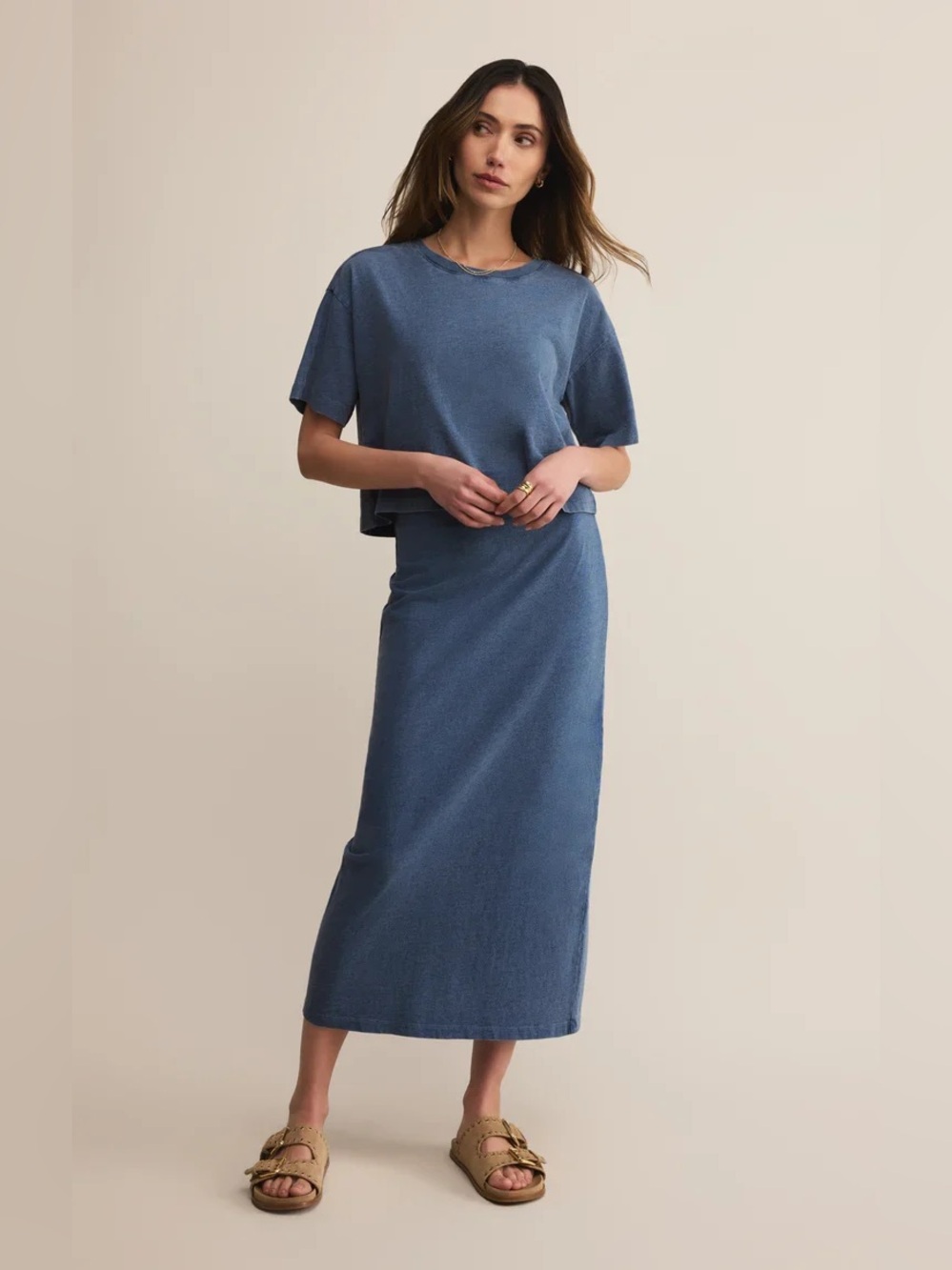 Z SUPPLY boxy tee and skirt set blue